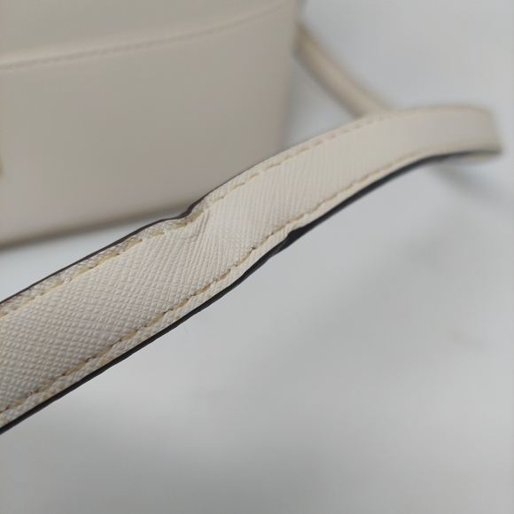 Anne Klein Shimmer Down Dome Satchel Off White Double Handle Handbag Crossbody - Picture 8 of 15